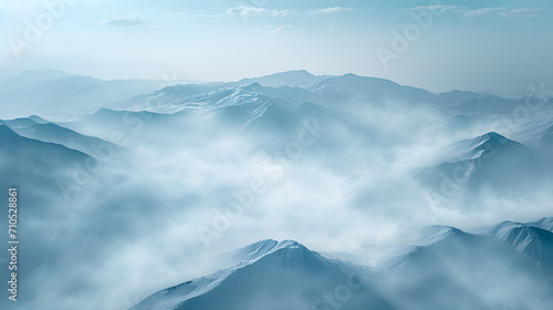 Winter mountain landscape, snow covered blue mountains  © PetrovMedia