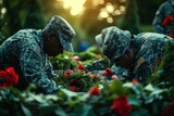 Soldiers honoring at memorial service
