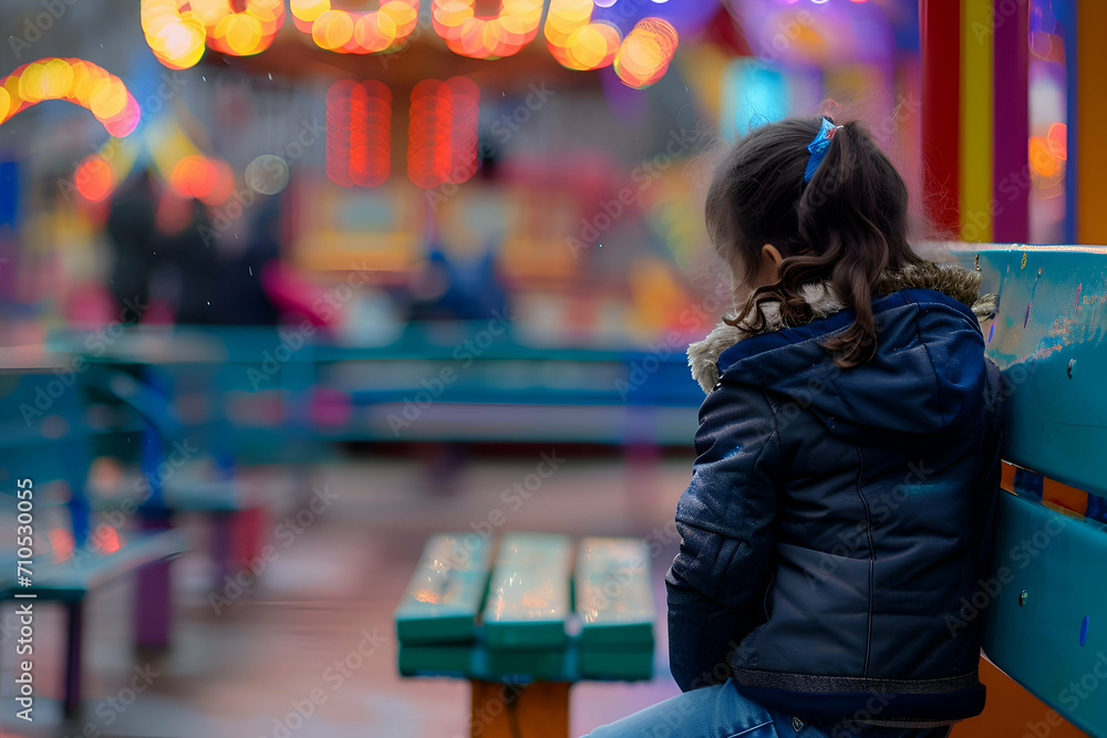 Abandoned alone kid playing in the park alone. Left alone. 