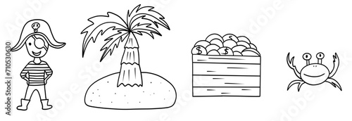 Set with pirate boy and treasure chest