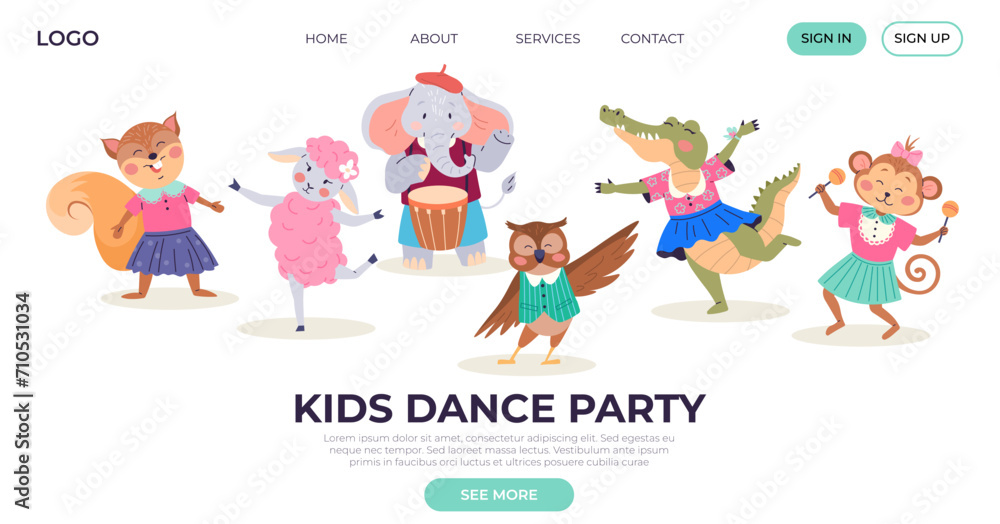 Animal party vector illustration. The animal party metaphorically paints jungle with colors joy and entertainment Join festivities as fauna turns woodland into lively celebration. Kids dance party Animal party vector illustration. The animal party metaphorically paints jungle with colors joy and entertainment Join festivities as fauna turns woodland into lively celebration. Kids dance party