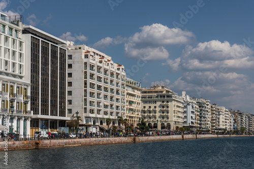 View of Thessaloniki, a small town along the Thermaic Gulf of the Aegean Sea, Central Macedonia, Greece. photo