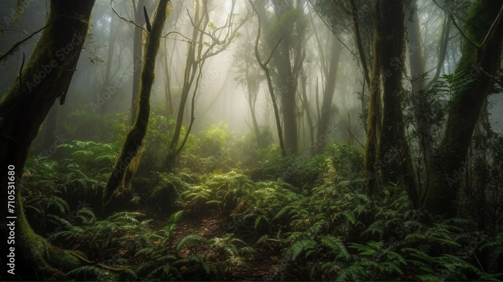 Fototapeta premium misty morning in the forest