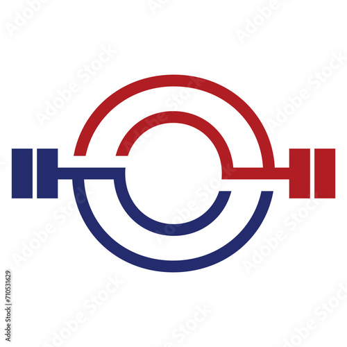 initial letter logo with barbell icon for graphic and web design