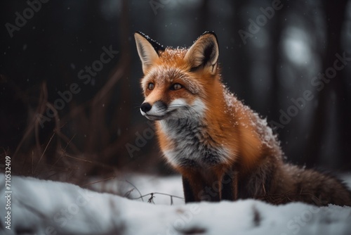 red fox in snow © Raccoon Stock AI