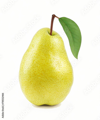 Ripe And Yellow Pear Fruit with a glossy sheen Isolated On a White Background