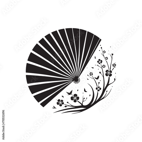 Tranquil Tributes Displayed: Unveiling the Aesthetic Charms of Chinese Fans Silhouette Stock Art - Chinese New Year Silhouette - Chinese Fans Vector Stock
