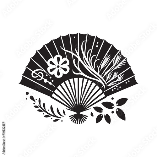 Timeless Imagery Captured  Chinese Fans Silhouette Stock Perfect for New Year Celebrations - Chinese New Year Silhouette - Chinese Fans Vector Stock 