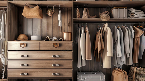 A picture of a wardrobe with convenient drawers for accurate storage of accessories and jewelry photo