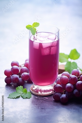 Cuadro en lienzo One glass of grape juice on table top.