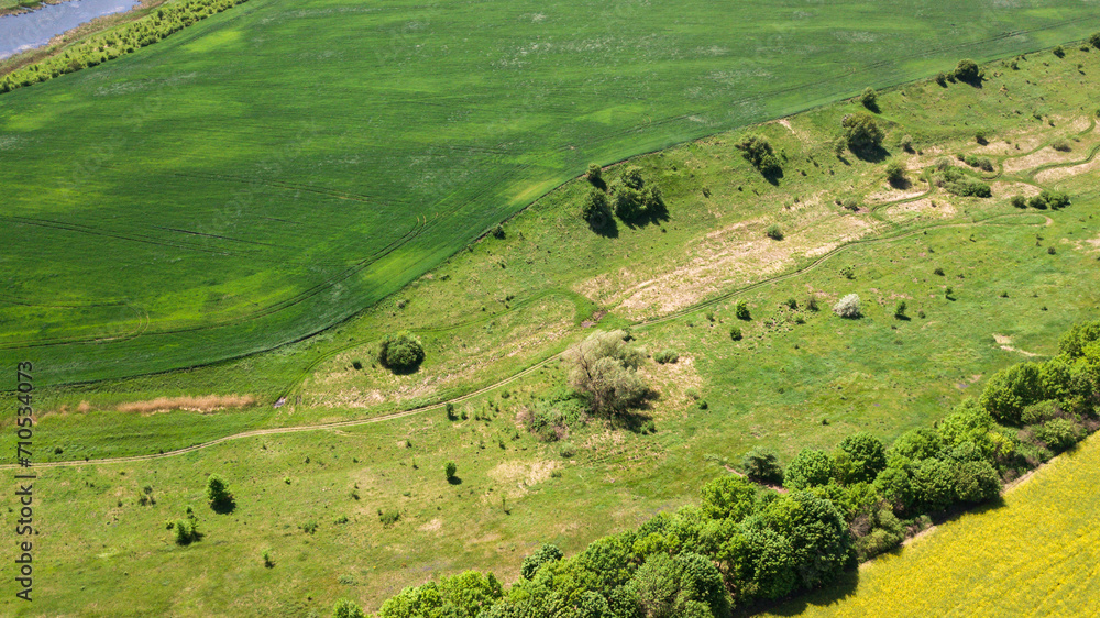 Obraz premium aerial view of farm land. drone shot.