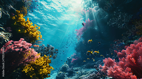 Harmony of colors and shapes in the underwater landscape created by carallum