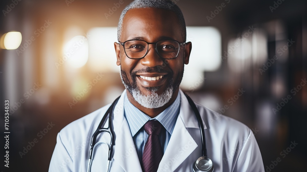 Multicultural doctor, stethoscope, diverse ethnicities, hospital setting, blurred background Multicultural doctor, stethoscope, diverse ethnicities, hospital setting, blurred background