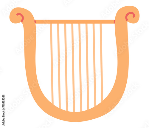 Musical instruments vector illustration. Orchestral equipment blends seamlessly, creating harmonious musical landscape Instruments come alive, shaping rhythmic and melodic masterpiece. Yellow harp
