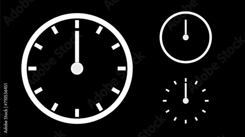 Clock icon, minimal style. arrow show12 hr. from number 12 to 12. on the black background