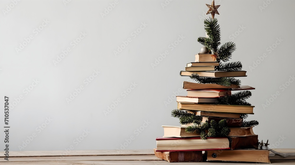 Collection of books arranged in a tree-like style Collection of books arranged in a tree-like style