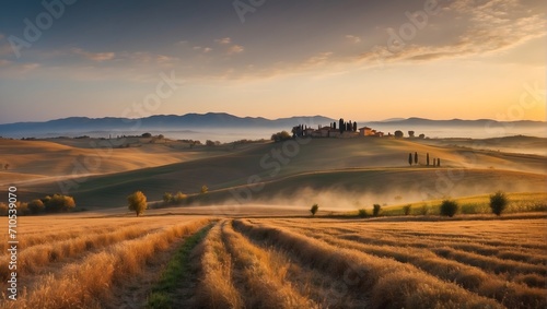 fields of Tuscany in the morning