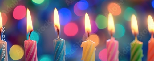 Colorful birthday candles, close up shot