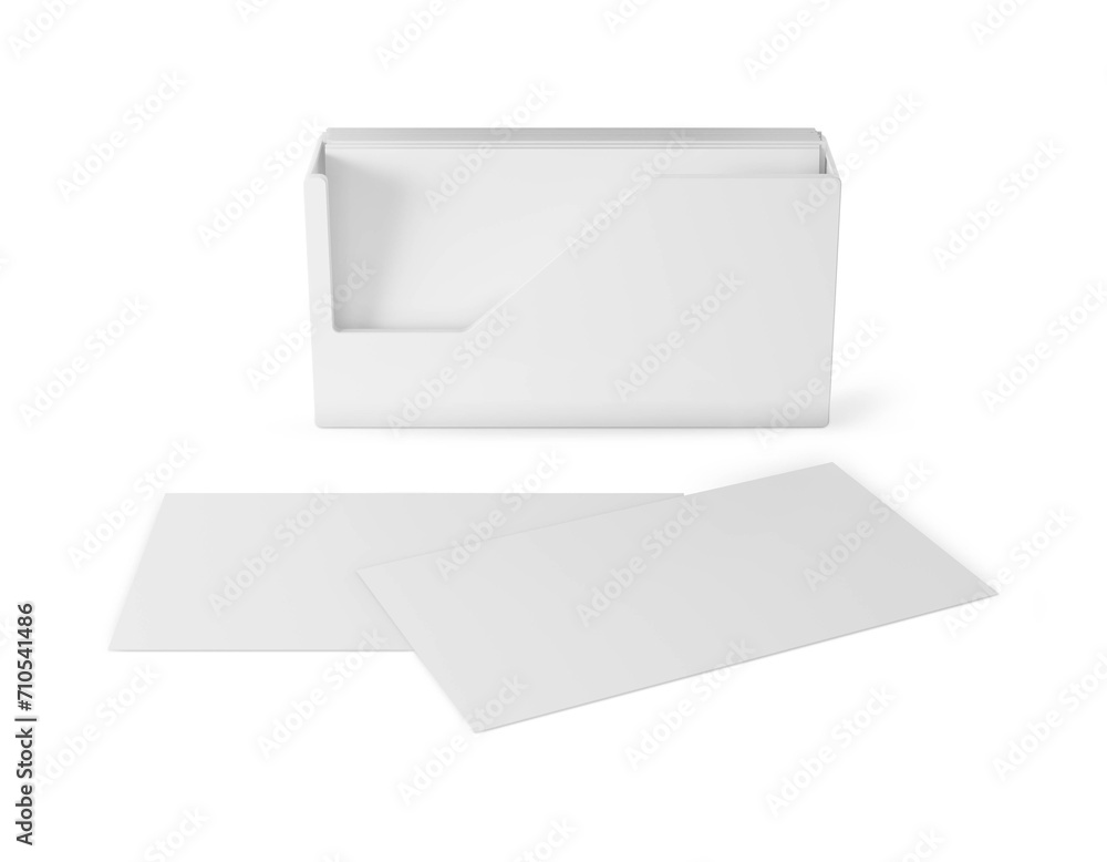 Business Cards in Holder on white background Business Cards in Holder on white background
