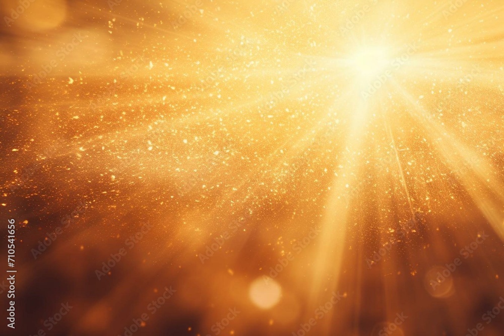 Sunshine glow over golden backdrop with lens flare. Generative AI