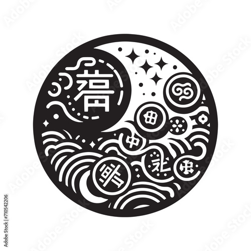 Tranquil Abundance Displayed: Unveiling the Aesthetic Charms of Chinese Coins Silhouette Stock Art in the Chinese New Year - Chinese New Year Silhouette - Chinese Coins Vector Stock
