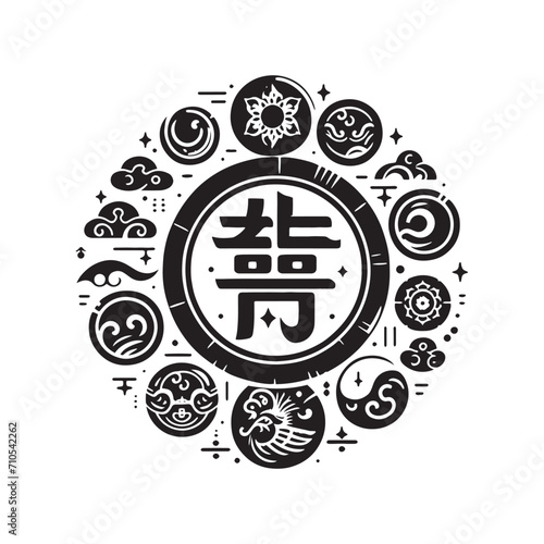 Ancient Symbols of Prosperity Rediscovered: Elevate Your Designs with the Timeless Appeal of Chinese Coins Silhouette Stock Imagery - Chinese New Year Silhouette - Chinese Coins Vector Stock
