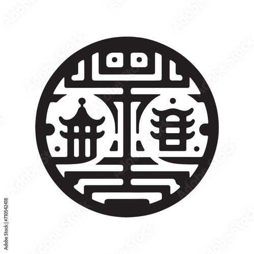 Tranquil Riches Displayed: Unveiling the Aesthetic Charms of Chinese Coins Silhouette Stock Art in the Chinese New Year - Chinese New Year Silhouette - Chinese Coins Vector Stock
