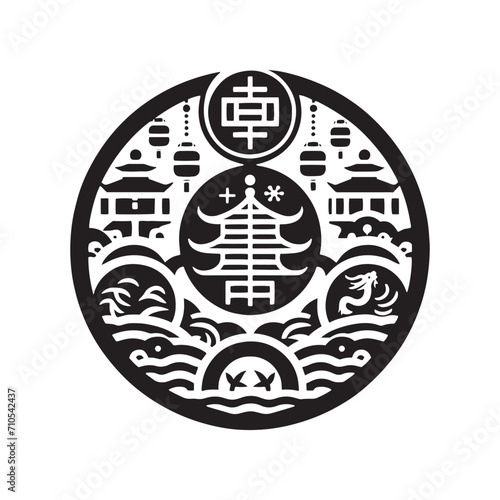 Radiant Silhouettes of Currency Explored: Delving into the Beauty of Chinese Coins Silhouette Stock for Your Portfolio during the Chinese New Year - Chinese New Year Silhouette - Chinese Coins Vector 