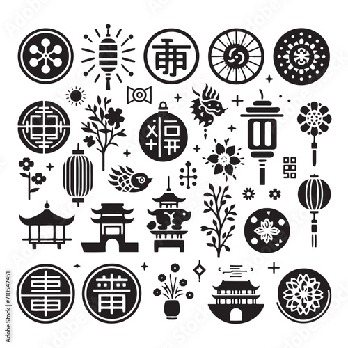 Awe-Inspiring Currency Silhouettes: Chinese Coins Silhouette Stock Series Tailored for Your Creative Ventures during the Chinese New Year - Chinese New Year Silhouette - Chinese Coins Vector Stock
