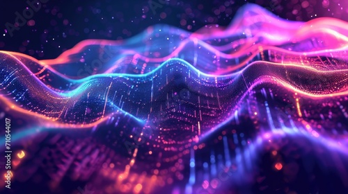 Vivid abstract background with dynamic glowing particles