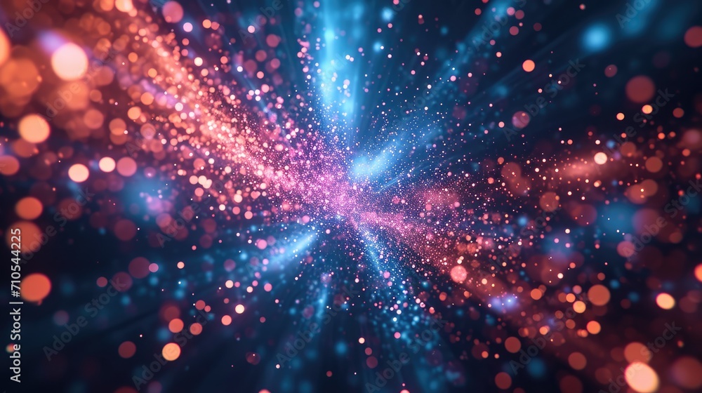 Cobalt and coral dynamic abstract background with neon glowing particles Cobalt and coral dynamic abstract background with neon glowing particles