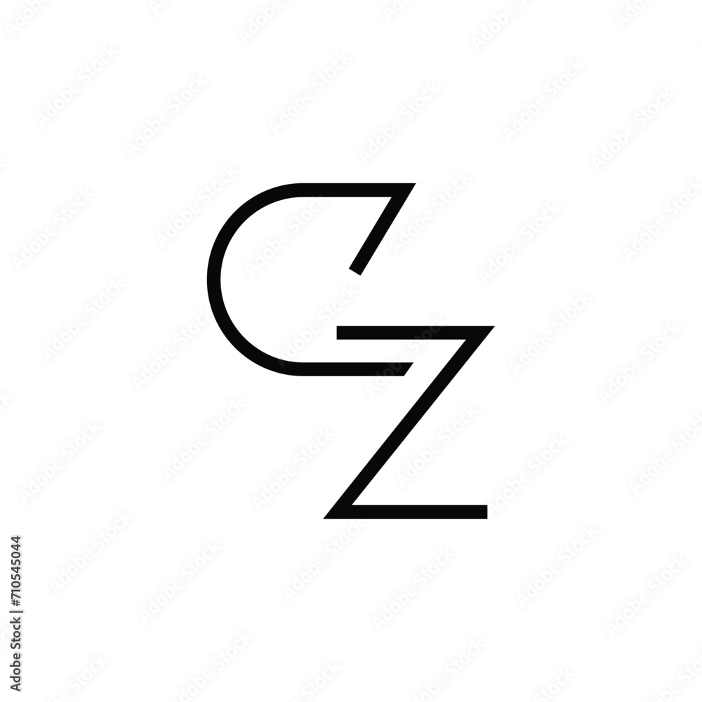 Minimal Letters CZ Logo Design - obrazy, fototapety, plakaty 