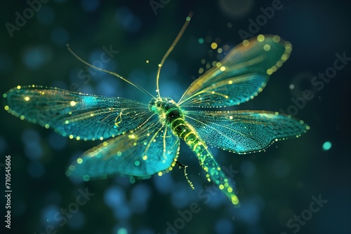 hologram projection of firefly bug insect . generative ai © Tomislav