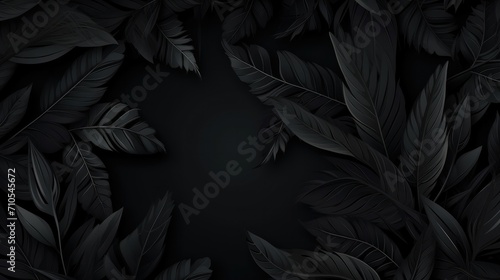 Dark tone and Gold tropical leaves abstract background © Eyepain
