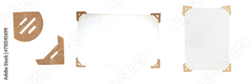 Old vintage paper photo and corners. Retro photo paper texture, mockup for retro photo. blank retro photo, PNG image isolated image.