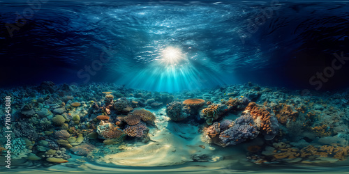underwater scene with coral reef © VRKit360