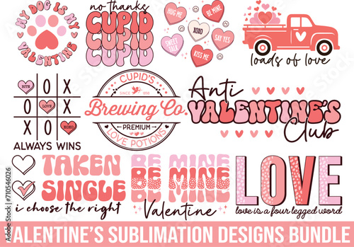 retro valentine sublimation design bundle