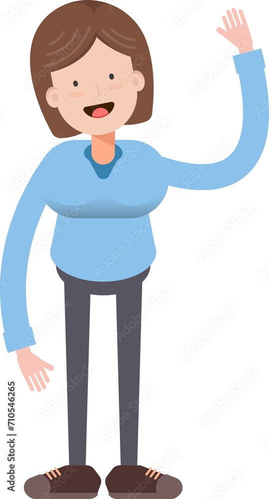 Woman Character Raising Hand Illustration
Woman Character Raising Hand Illustration