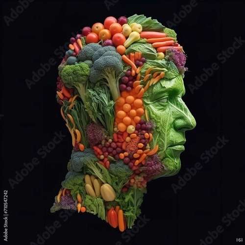 Man Made from Vegetables and Fruit - Healthy Food Art