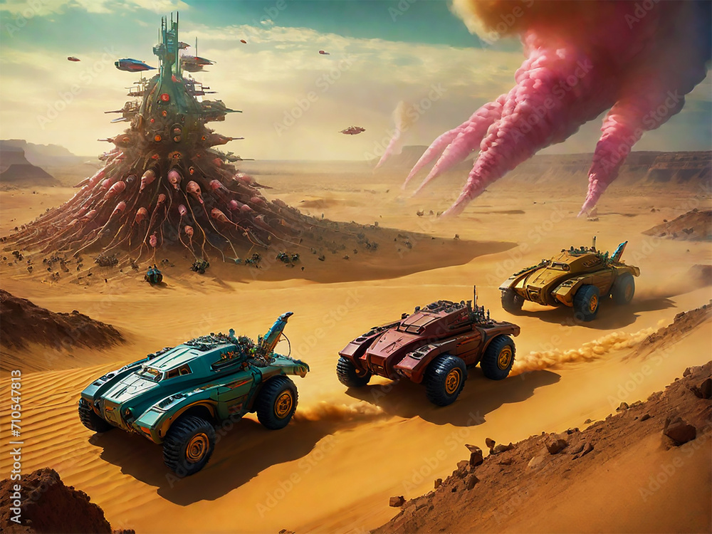 vehicle in the desert War Battlefield Soldiers Battle in the