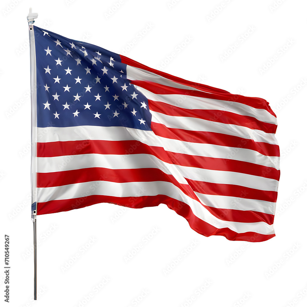 Obraz premium Waving American Flag isolated on transparent background