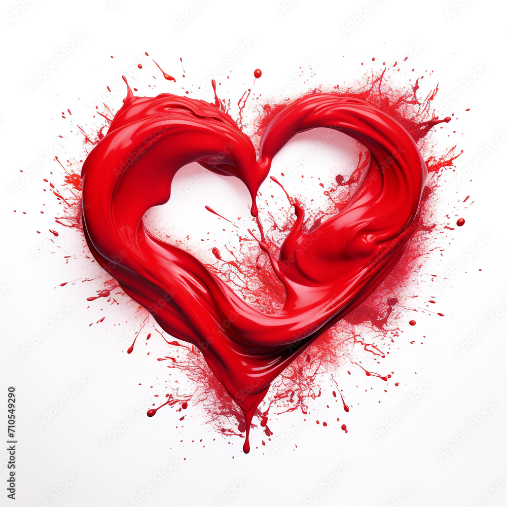 love shape red hart on white background created with Generative Ai