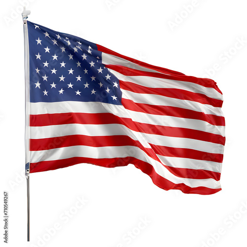 Waving American Flag isolated on transparent background