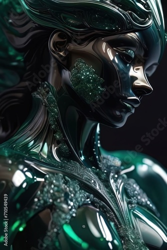 Sculpture of a girl made of green stone