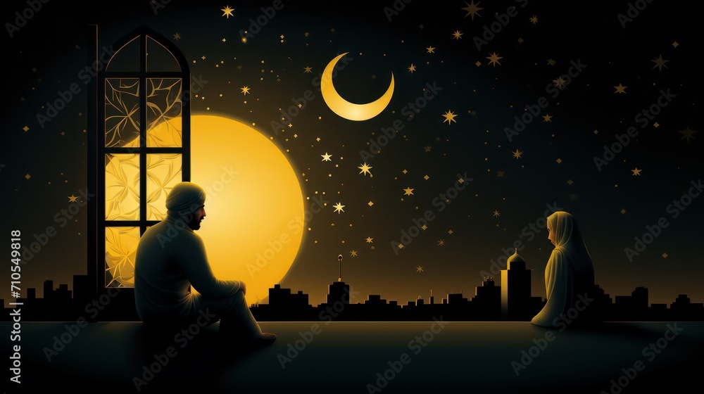 Ramadan Kareem background with Mosque dome with twilight dusk sky,Silhouette Muslim man making a supplication salah Ramadan Kareem background with Mosque dome with twilight dusk sky,Silhouette Muslim man making a supplication salah