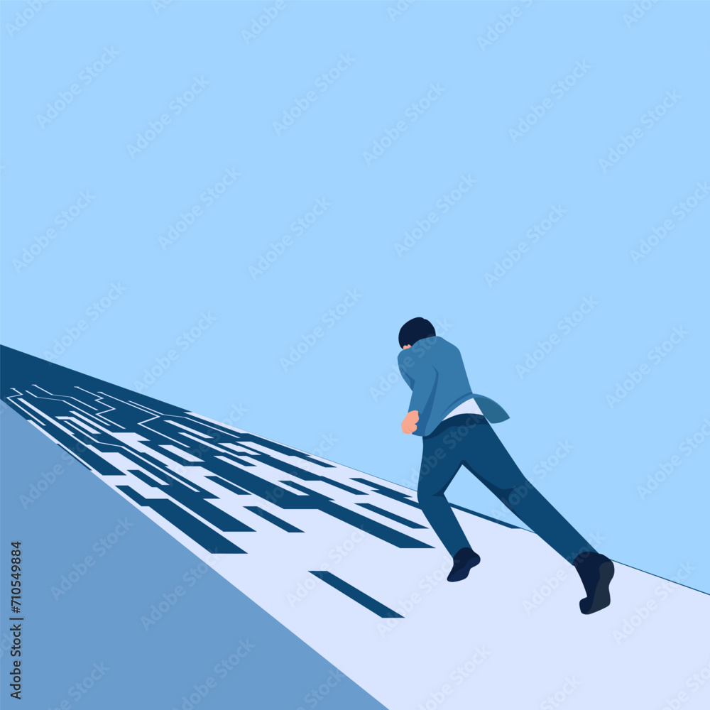 people running towards the digital road, a metaphor of digital transformation. Simple flat conceptual illustration. people running towards the digital road, a metaphor of digital transformation. Simple flat conceptual illustration.