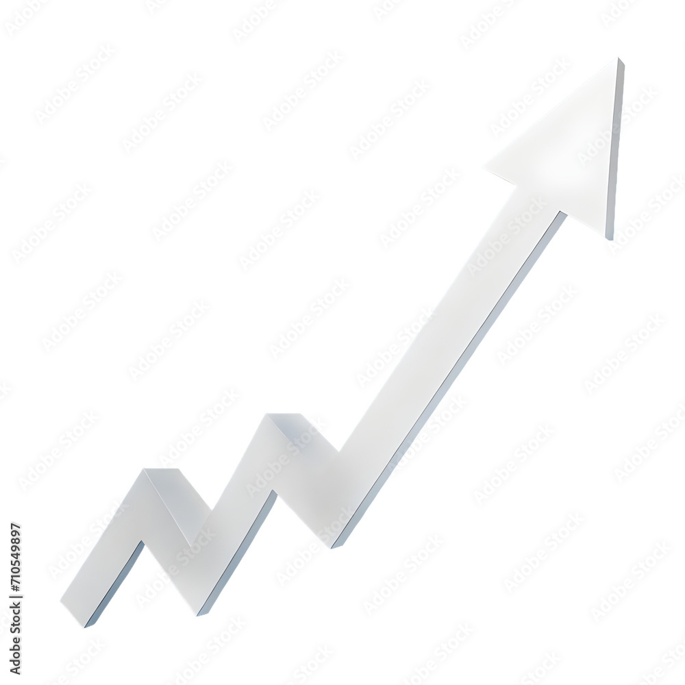 Chart with White Arrow 3d isolated on transparent background Chart with White Arrow 3d isolated on transparent background