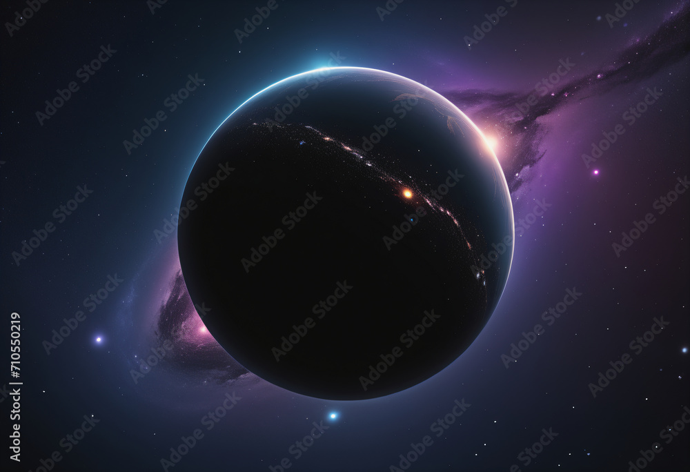 A planet orbiting in space that shimmers with light