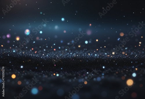 Black space background image filled with glittering lights. photo