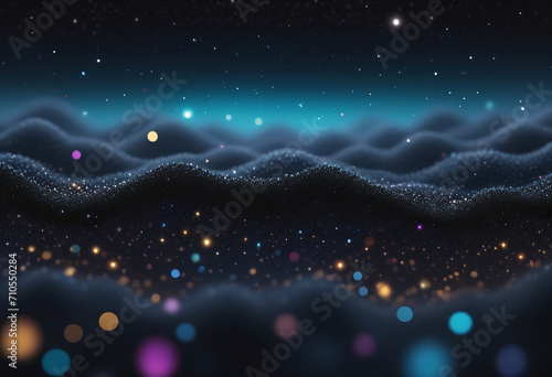 Black space background image filled with glittering lights.
